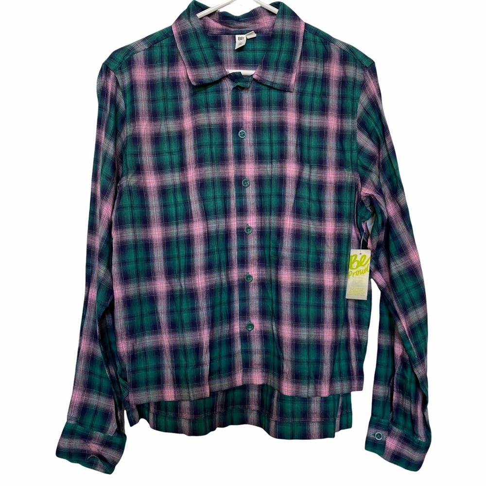 BP. Button Down Small Green Pink Earl Ombre Shirt NWT